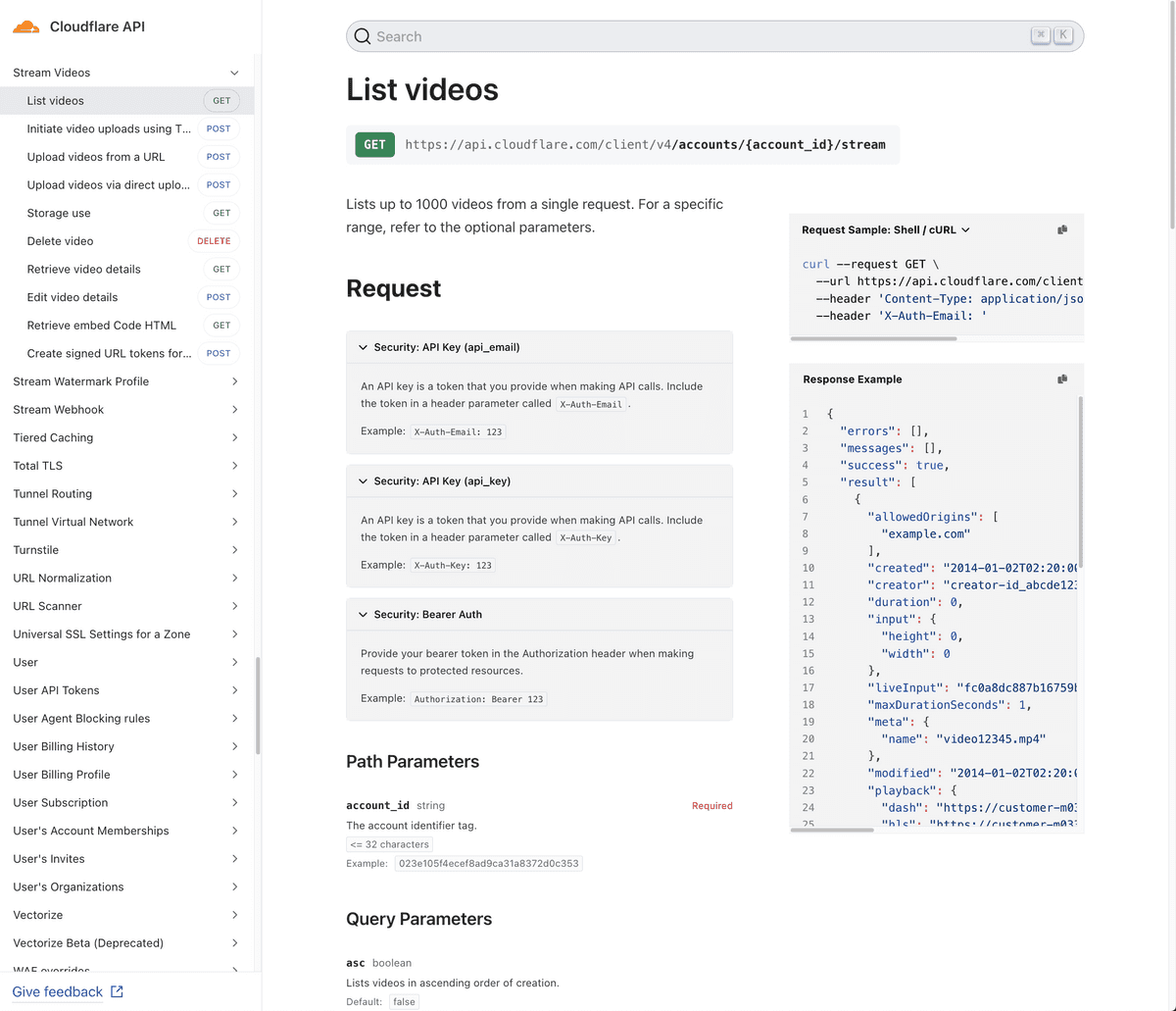 Cloudflare Stream API Reference